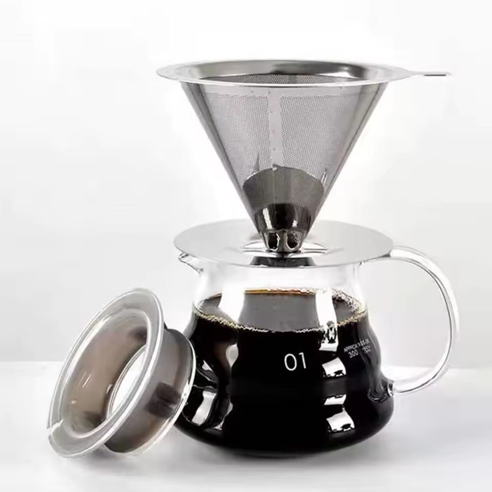 Reusable Coffee Filter Holder Double Layer Stainless Steel Coffee Tea Strainer