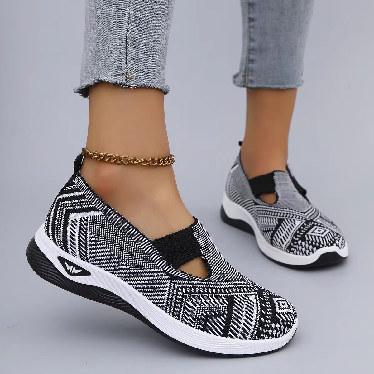 Womens Breathable Mesh Flat Sneakers  Lightweight Summer Casual Shoes 6