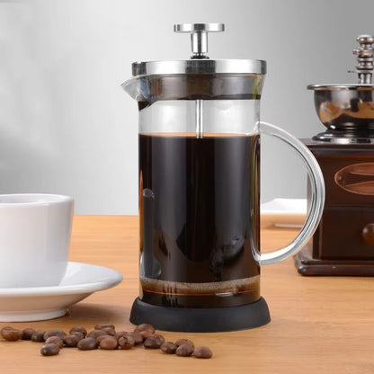 Premium Borosilicate Glass French Press Coffee Maker with Stainless Steel Filter – Multi-Use for Coffee, Tea, and Milk