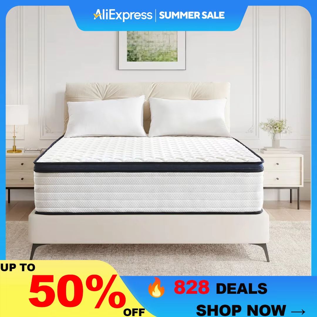 Queen Size Gel Memory Foam Hybrid Mattress – Pressure Relief, Medium Firm Comfort, and Motion Isolation