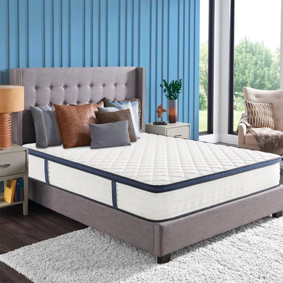 Queen Size Gel Memory Foam Hybrid Mattress  Pressure Relief Medium Firm Comfort And Motion Isolatio 1