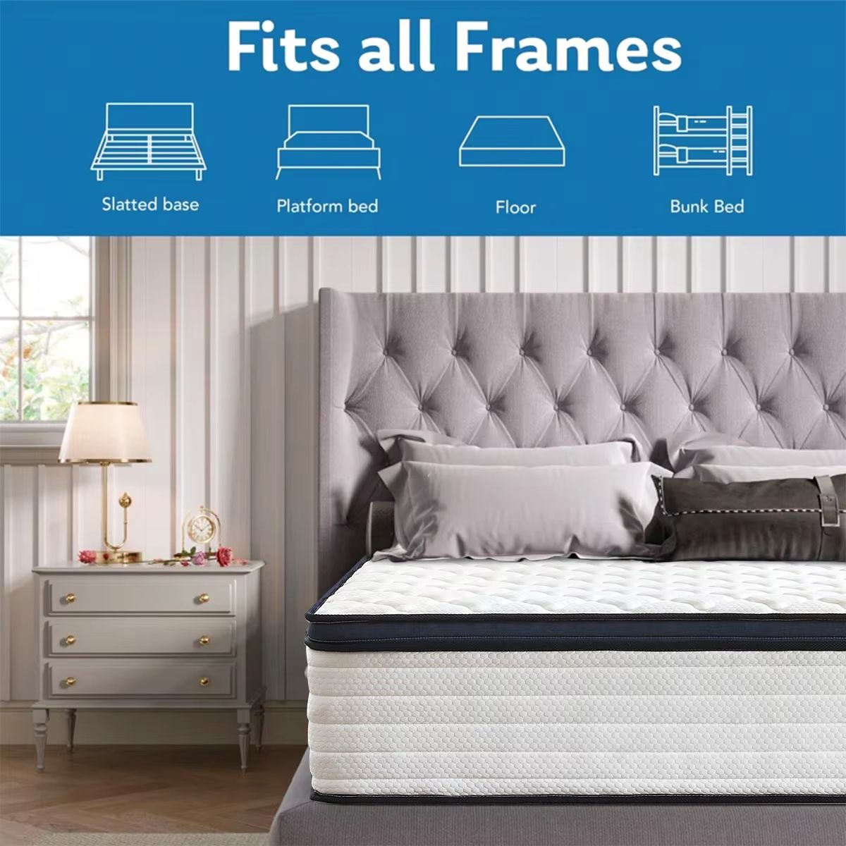 Queen Size Gel Memory Foam Hybrid Mattress  Pressure Relief Medium Firm Comfort And Motion Isolatio 3