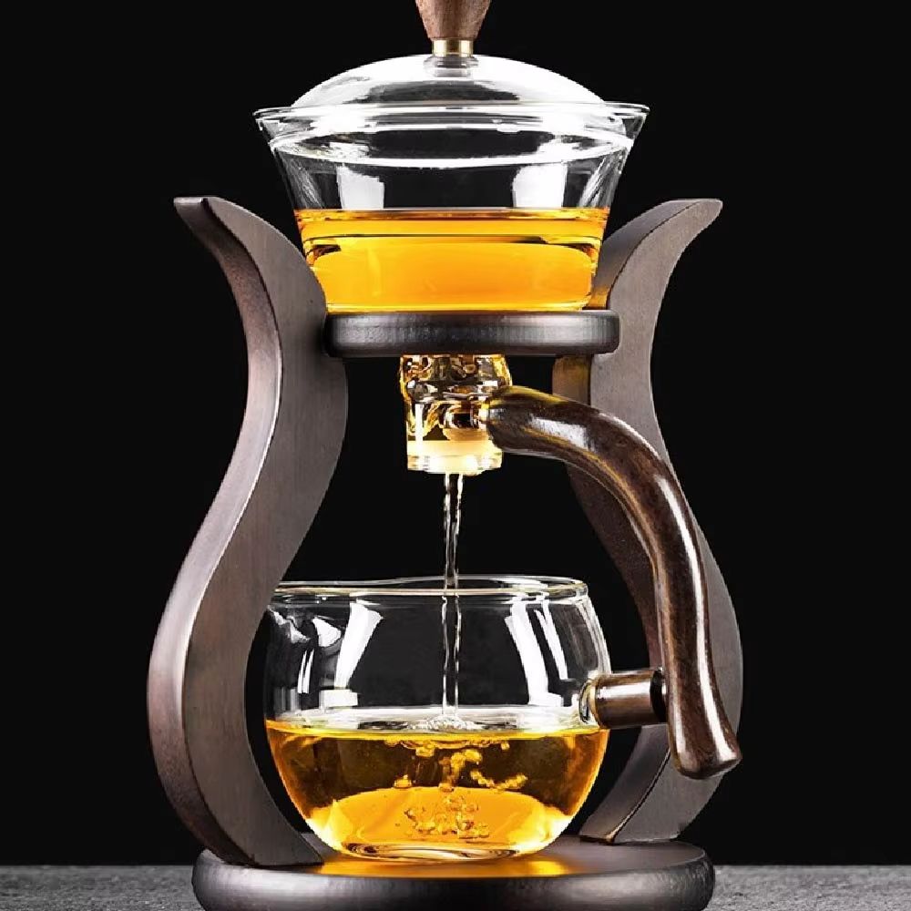 Lazy Kung Fu Magnetic Drip Teapot Set – Heat-Resistant Glass Semi-Automatic Tea Set
