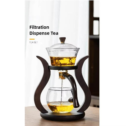 Lazy Kung Fu Magnetic Drip Teapot Set  HeatResistant Glass SemiAutomatic Tea Set 1