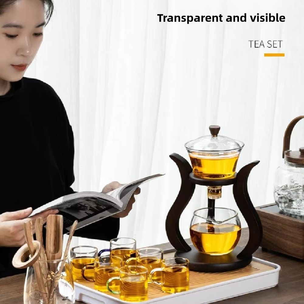 Lazy Kung Fu Magnetic Drip Teapot Set  HeatResistant Glass SemiAutomatic Tea Set 2