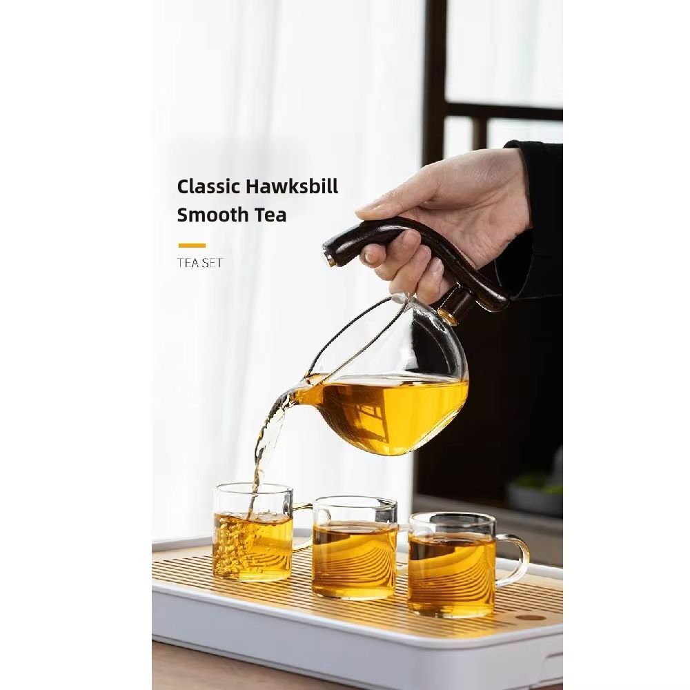 Lazy Kung Fu Magnetic Drip Teapot Set  HeatResistant Glass SemiAutomatic Tea Set 4