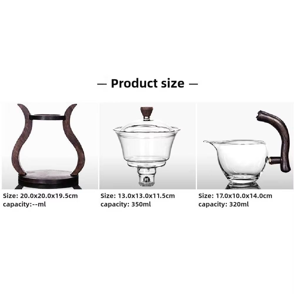 Lazy Kung Fu Magnetic Drip Teapot Set  HeatResistant Glass SemiAutomatic Tea Set 5