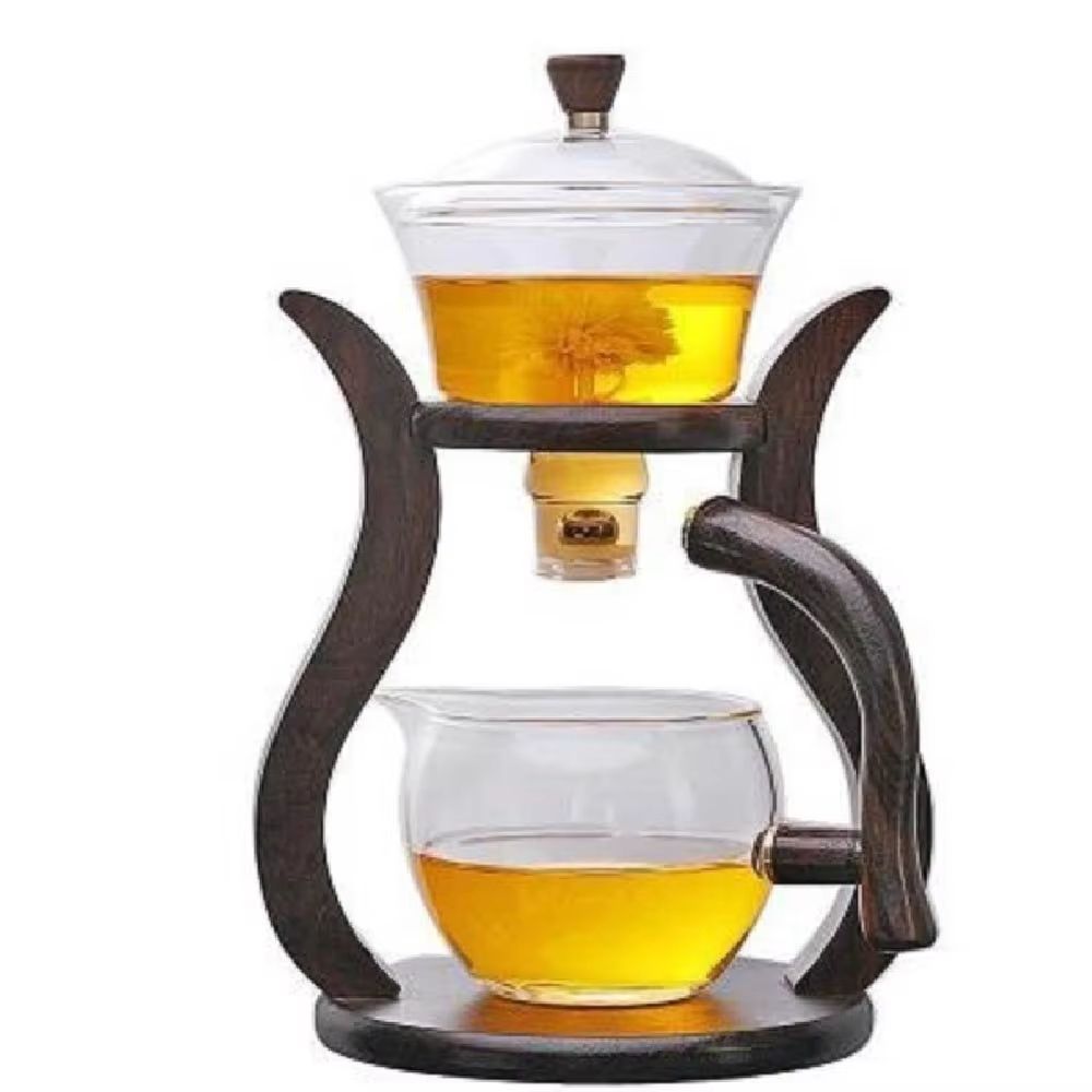 Lazy Kung Fu Magnetic Drip Teapot Set  HeatResistant Glass SemiAutomatic Tea Set 6