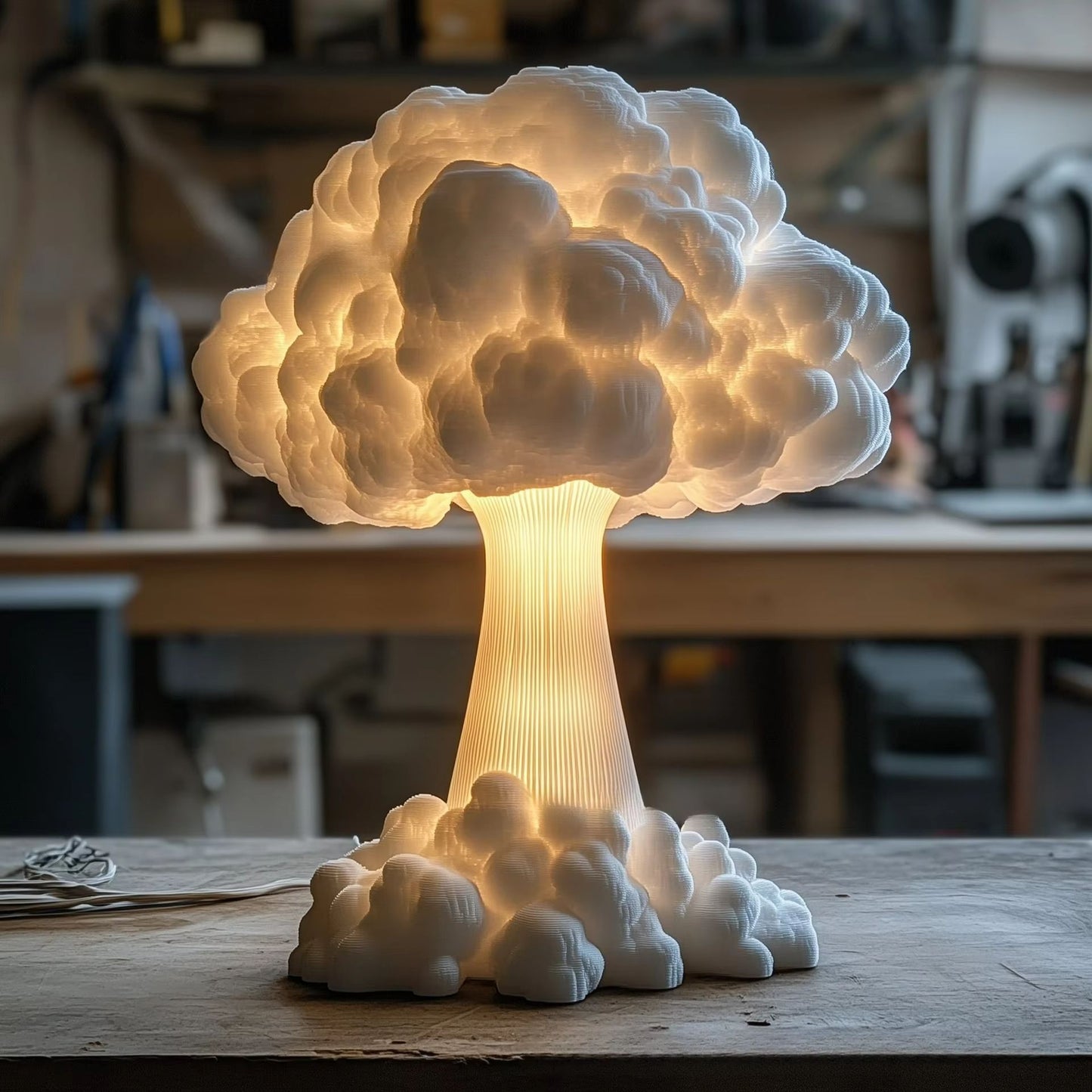 Atomic Mushroom Cloud Table Lamp  Unique Resin Desk Light With USB Power 2