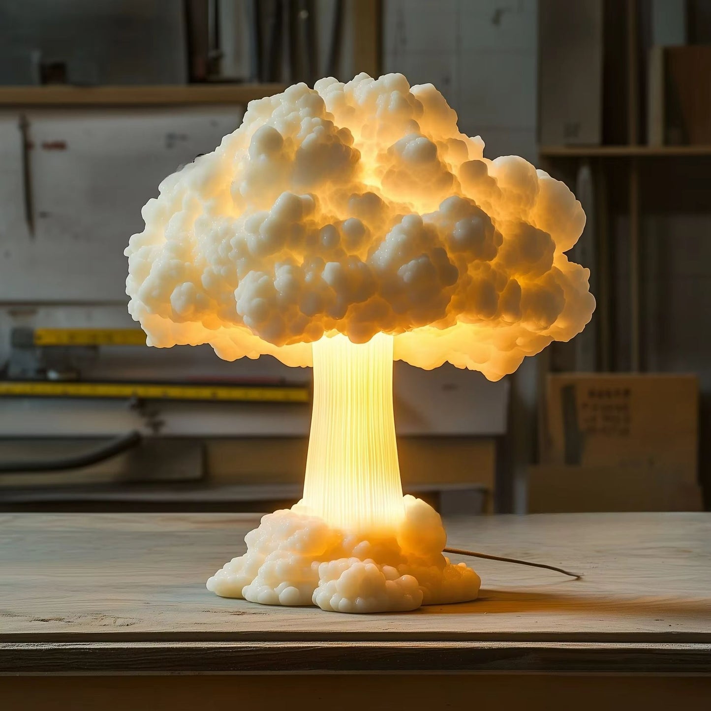 Atomic Mushroom Cloud Table Lamp  Unique Resin Desk Light With USB Power 4