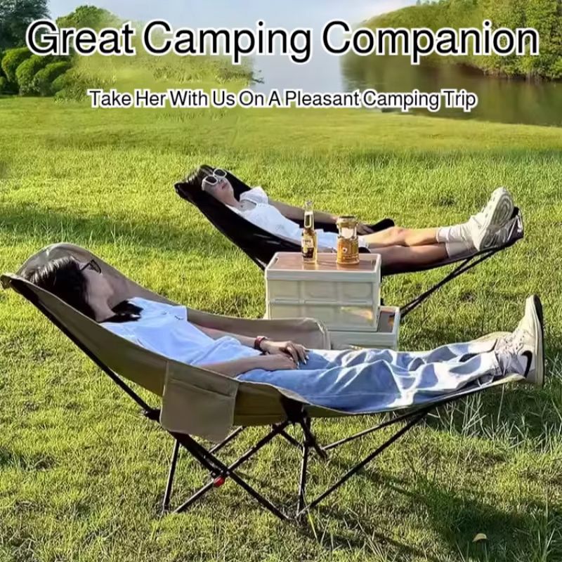 Portable Folding Recliner Chair with Curved Headrest and Leg Rest – Easy Storage Comfort Seat