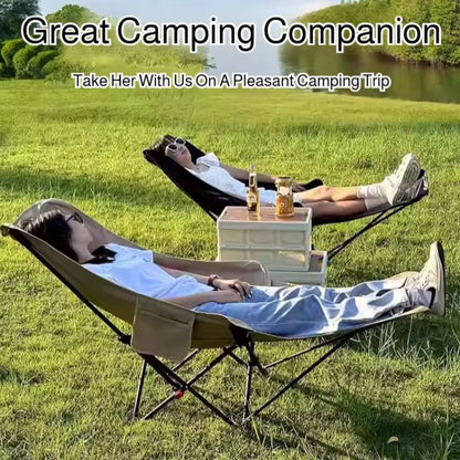 Portable Folding Recliner Chair with Curved Headrest and Leg Rest – Easy Storage Comfort Seat