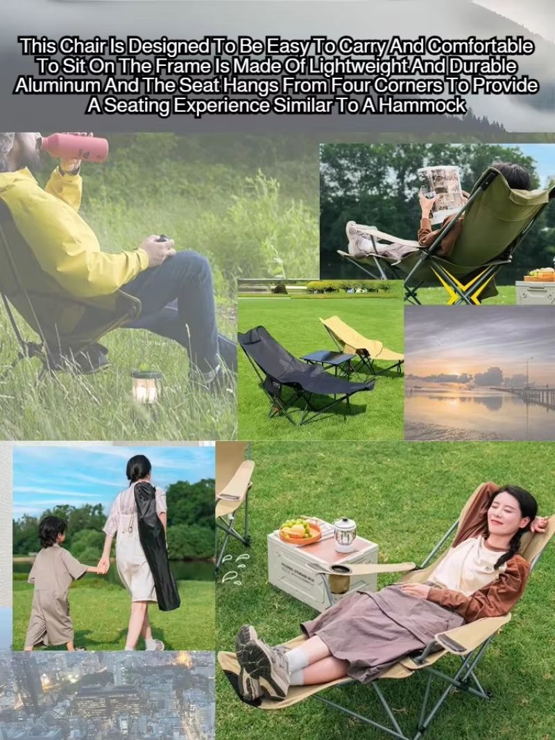Portable Folding Recliner Chair With Curved Headrest And Leg Rest  Easy Storage Comfort Seat 2