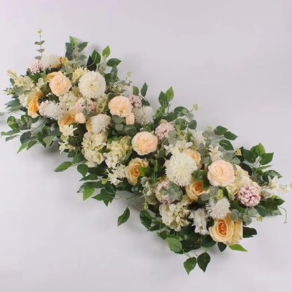 Luxury White Rose Artificial Flower Row  100cm Wedding Table Centerpiece  Event Backdrop Decoration 9