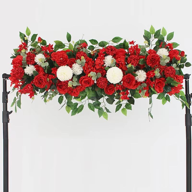 Luxury White Rose Artificial Flower Row  100cm Wedding Table Centerpiece  Event Backdrop Decoration 1