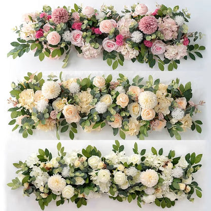 Luxury White Rose Artificial Flower Row  100cm Wedding Table Centerpiece  Event Backdrop Decoration 3