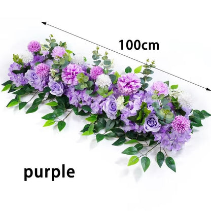 Luxury White Rose Artificial Flower Row  100cm Wedding Table Centerpiece  Event Backdrop Decoration 7