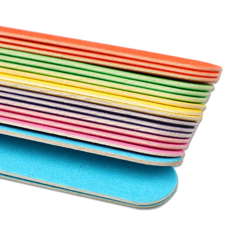 Professional Nail Files 20Pcs/Lot Wooden Nail File, 180/240 Colorful Sandpaper Buffers for Pedicure Manicure