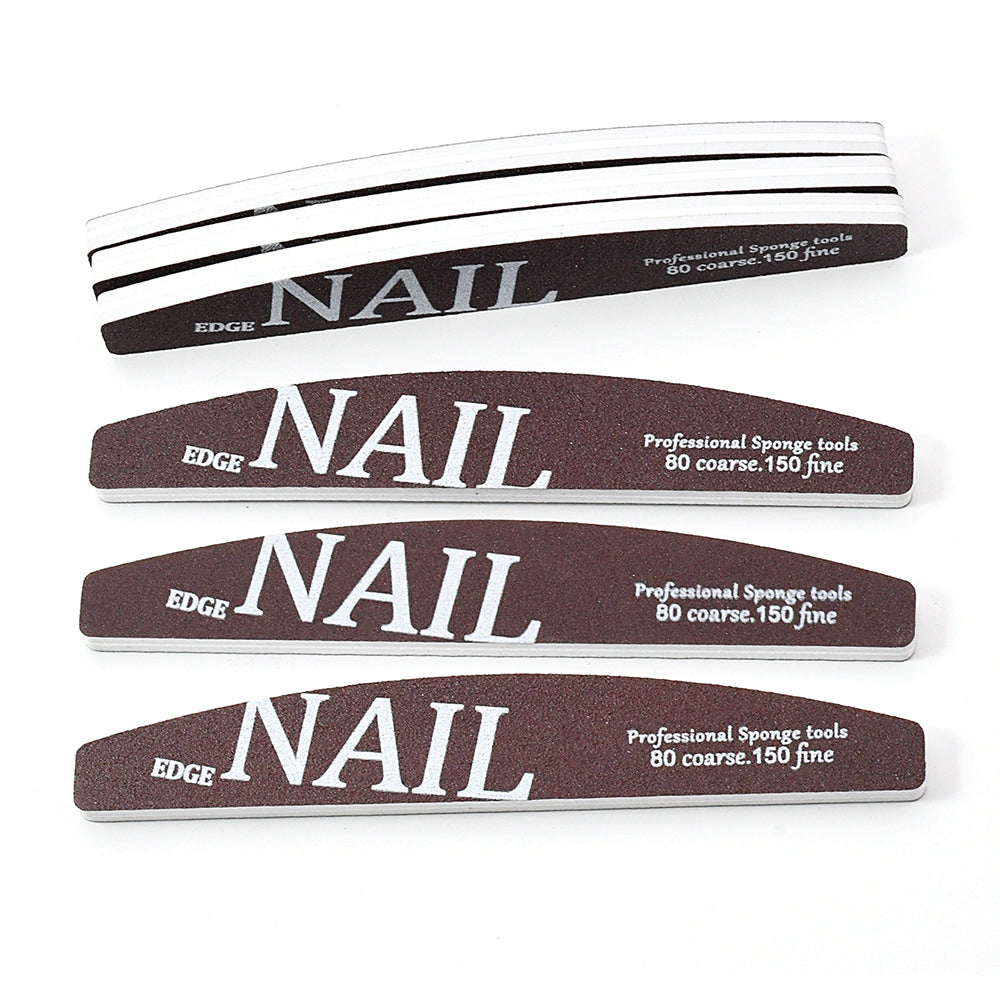Professional Nail File Buffer 80-150 Grit, Thick Coffee Lime Trimmer, Manicure Pedicure Shaping Removal for Acrylic Gel