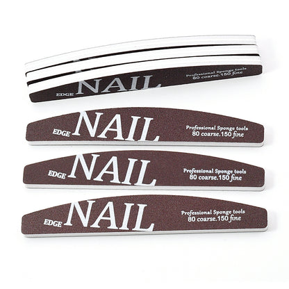 Professional Nail File Buffer 80-150 Grit, Thick Coffee Lime Trimmer, Manicure Pedicure Shaping Removal for Acrylic Gel