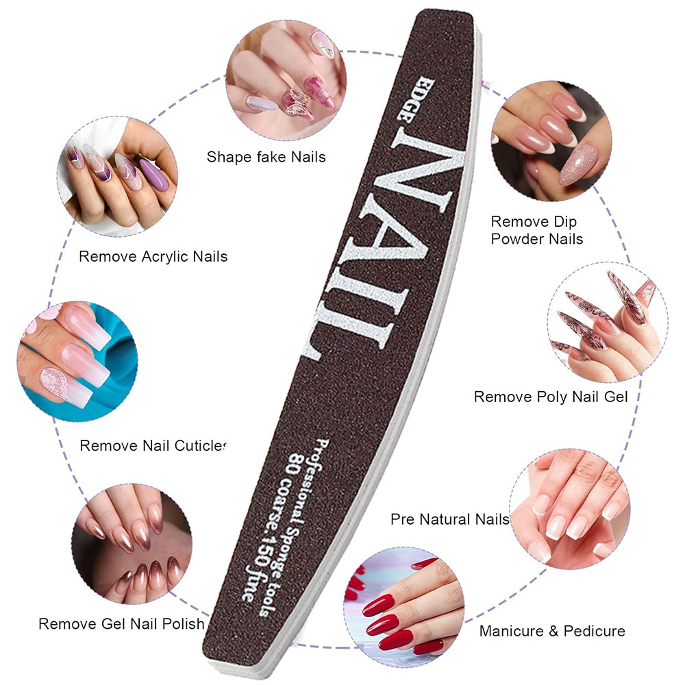 Professional Nail File Buffer 80150 Grit Thick Coffee Lime Trimmer Manicure Pedicure Shaping Remova 3