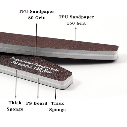 Professional Nail File Buffer 80150 Grit Thick Coffee Lime Trimmer Manicure Pedicure Shaping Remova 4