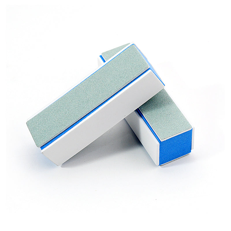 4 Way Blue Core Nail Buffer Blocks 2Pcs Set, Multi Grit Manicure Tools for Shaping, Smoothing, Glossy Salon Finish