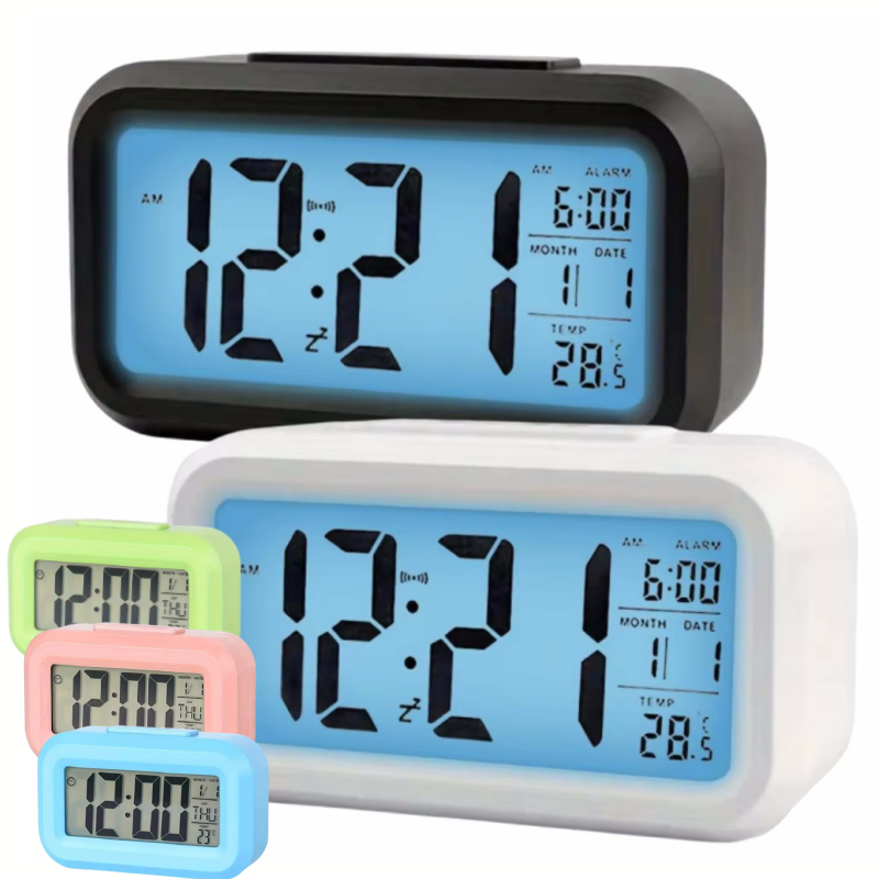 Smart Digital Alarm Clock with Large LCD Display, Shows Time, Temperature, Calendar & Date for Bedroom or Office