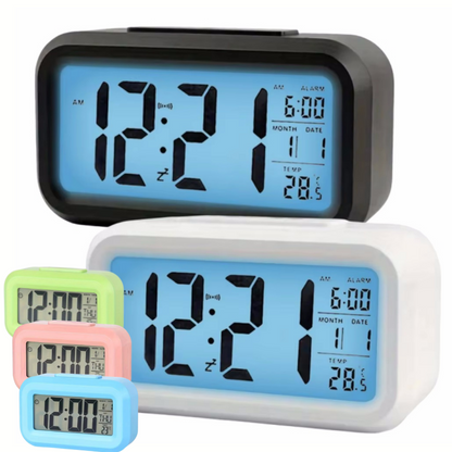 Smart Digital Alarm Clock with Large LCD Display, Shows Time, Temperature, Calendar & Date for Bedroom or Office
