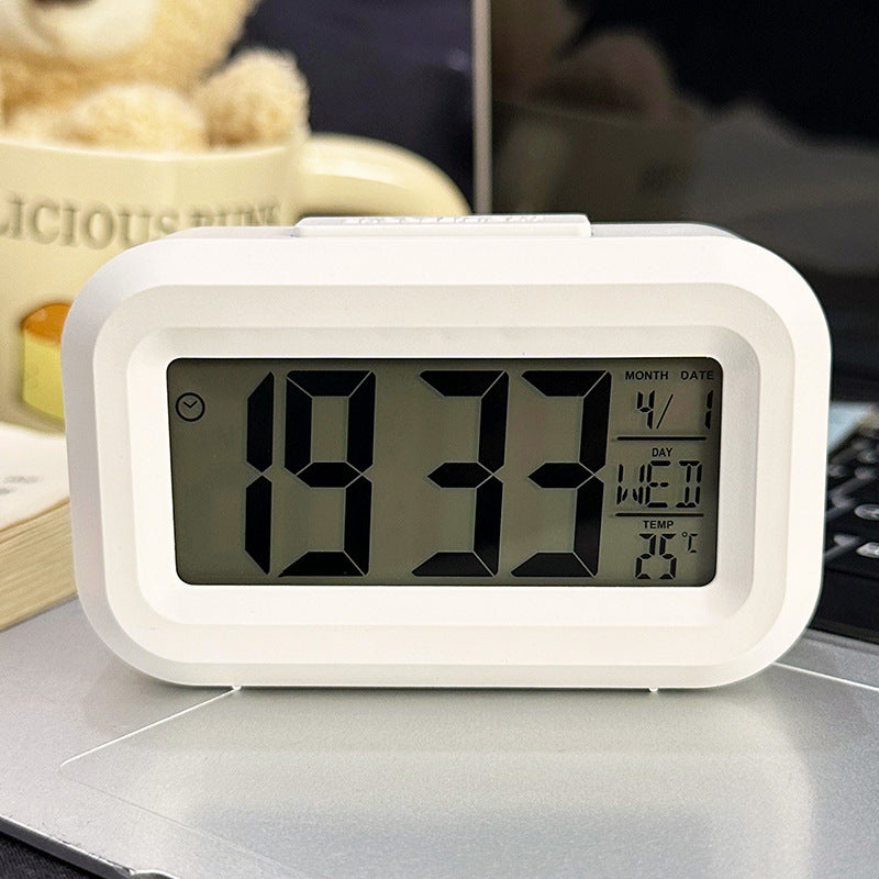 Smart Digital Alarm Clock With Large LCD Display Shows Time Temperature Calendar  Date For Bedroom  1
