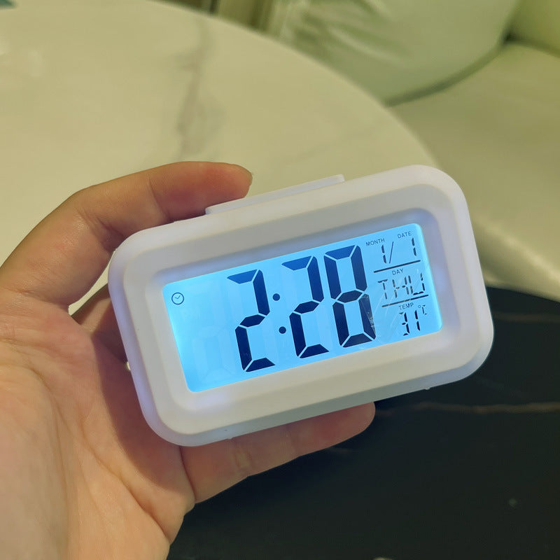 Smart Digital Alarm Clock With Large LCD Display Shows Time Temperature Calendar  Date For Bedroom  2