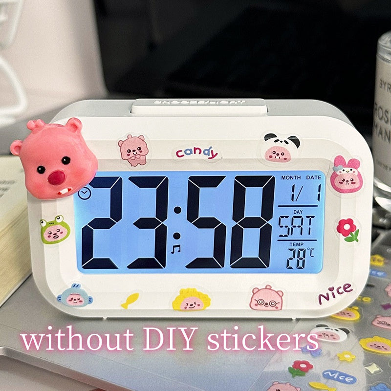 Smart Digital Alarm Clock With Large LCD Display Shows Time Temperature Calendar  Date For Bedroom  4