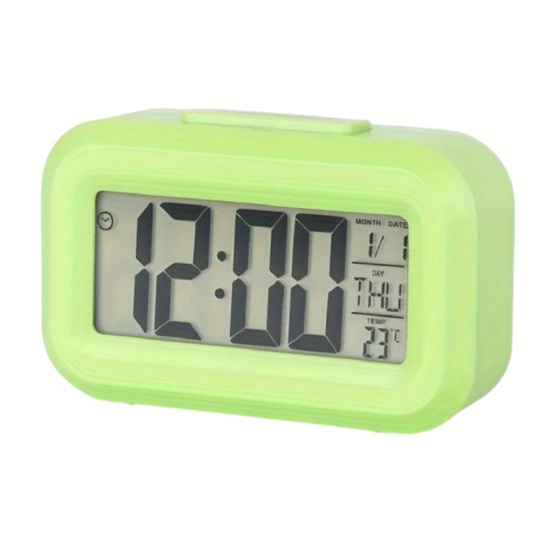 Smart Digital Alarm Clock With Large LCD Display Shows Time Temperature Calendar  Date For Bedroom  6