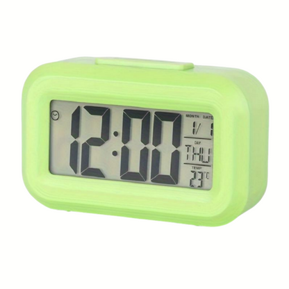 Smart Digital Alarm Clock With Large LCD Display Shows Time Temperature Calendar  Date For Bedroom  6