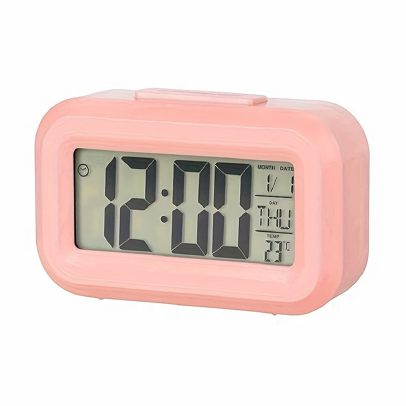 Smart Digital Alarm Clock With Large LCD Display Shows Time Temperature Calendar  Date For Bedroom  9