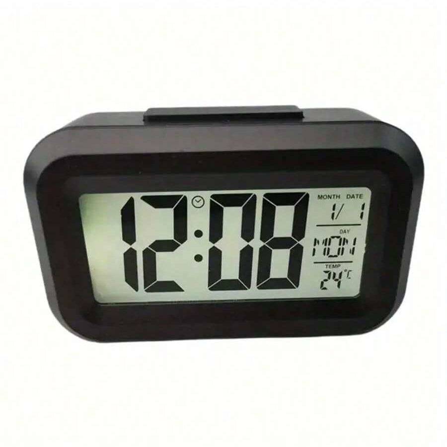 Smart Digital Alarm Clock With Large LCD Display Shows Time Temperature Calendar  Date For Bedroom  10