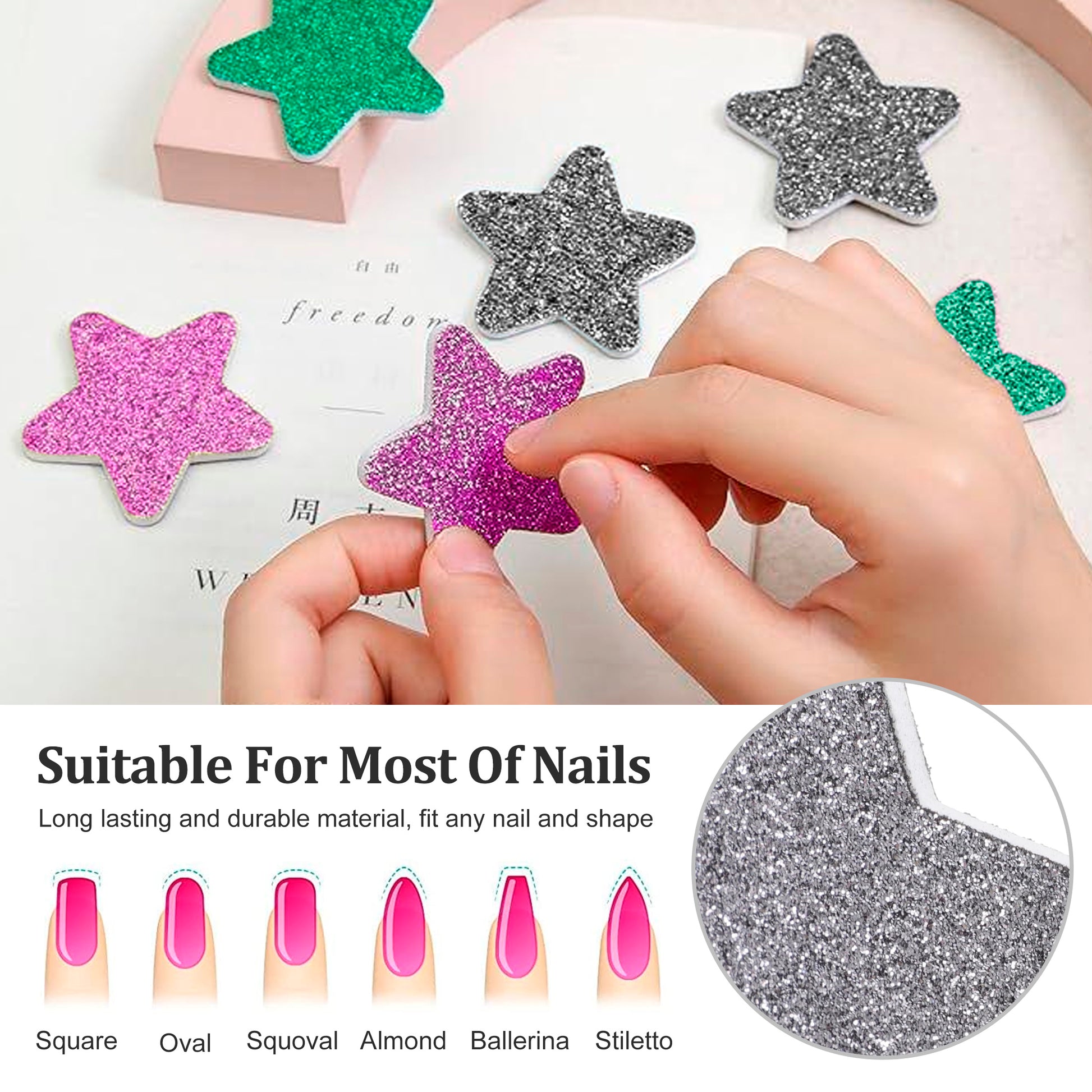 Christmas Nail File Set Pentacle Design, Nail Art Files Gel Polisher, Professional Pedicure Manicure Supplies