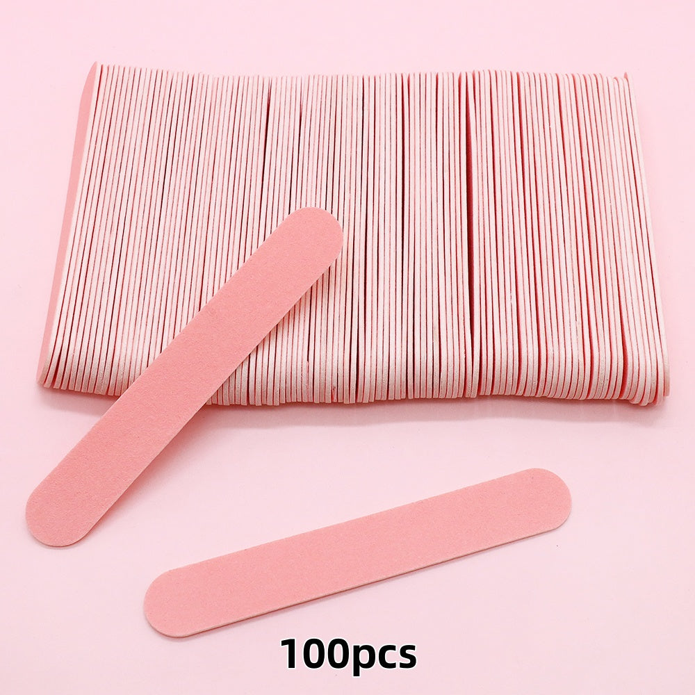 Pink Wooden Nail Files 8.5cm Manicure Tool, Eco Friendly Reusable Buffing Stick for Nails Care Beauty Salon Use