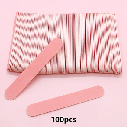 Pink Wooden Nail Files 8.5cm Manicure Tool, Eco Friendly Reusable Buffing Stick for Nails Care Beauty Salon Use