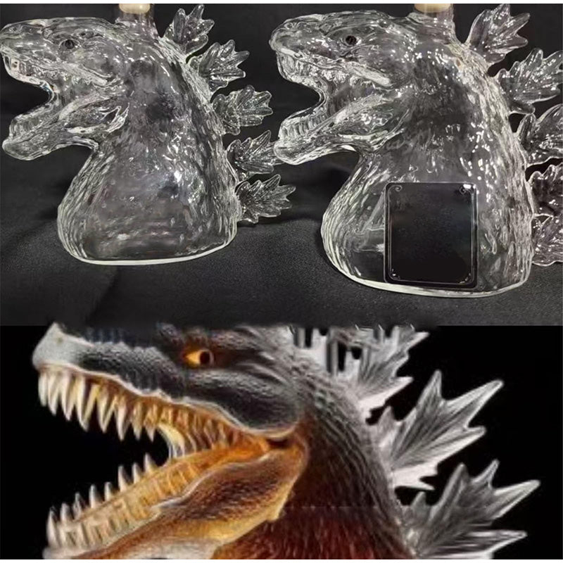 330ML Whiskey Decanter Bottle, Walking Dinosaur Monster Art Statue Glass Container, Unique Holiday Gift for Father