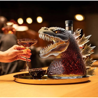 330ML Whiskey Decanter Bottle, Walking Dinosaur Monster Art Statue Glass Container, Unique Holiday Gift for Father