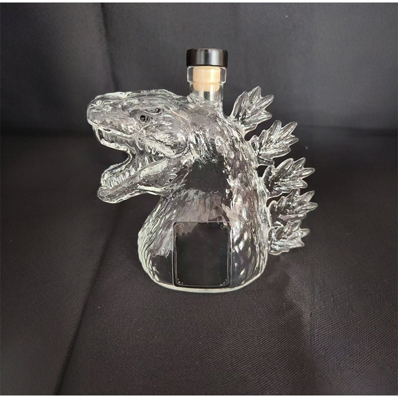 330ML Whiskey Decanter Bottle, Walking Dinosaur Monster Art Statue Glass Container, Unique Holiday Gift for Father