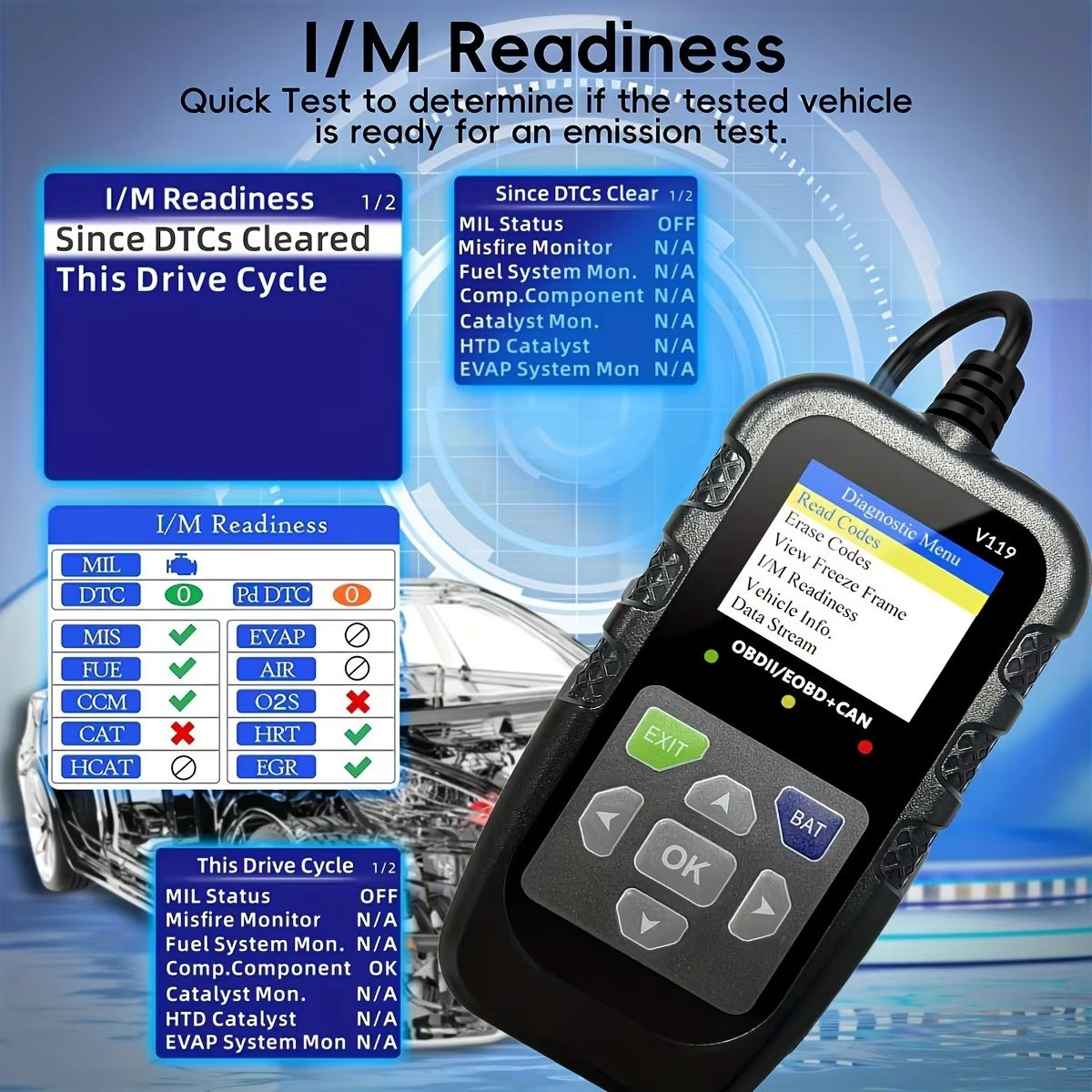 ProScan OBD2 Scanner With Voltage Tester  Engine Fault Code Reader  EOBD CAN Diagnostic Tool 5