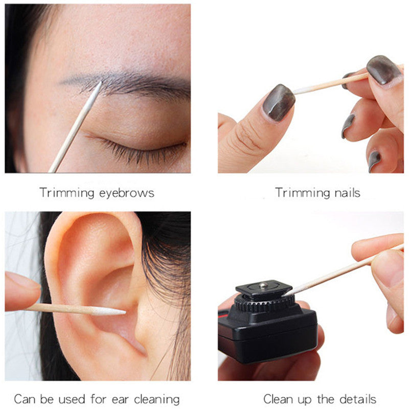 Wood Cotton Swab Clean Sticks For Nails Art Cuticle Pusher Head Manicure Corrector Nail Polish Remo 4