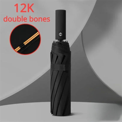 12-Bone Black Glue Fully Automatic Umbrella with Durable Keel, 3-Fold UV Resistant Windproof Design