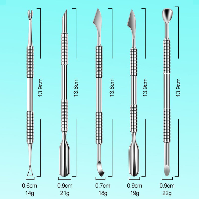 Double-ended Stainless Steel Cuticle Pusher, Nail Manicure Remover, Professional Sticks Nail Art Tools for Cuticle Care