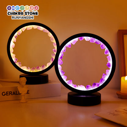 Natural Amethyst Crystal Lamp, 7' LED Gemstone Night Light for Healing Room Decoration, Home Decor