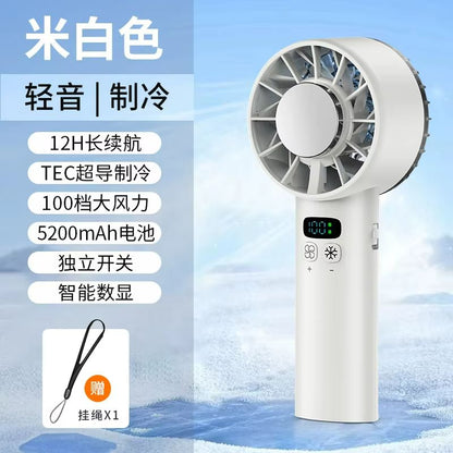 FrostFlow Portable Mini Fan  USB Rechargeable Handheld Cooling Fan With Ice Compress  LED Display 8