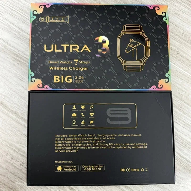 New Watch10 Ultra 3 Smartwatch 7 Watch Straps 22 HD AMOLED Circular Screen ECG Monitoring Reloj Int 2