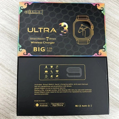 New Watch10 Ultra 3 Smartwatch 7 Watch Straps 22 HD AMOLED Circular Screen ECG Monitoring Reloj Int 2